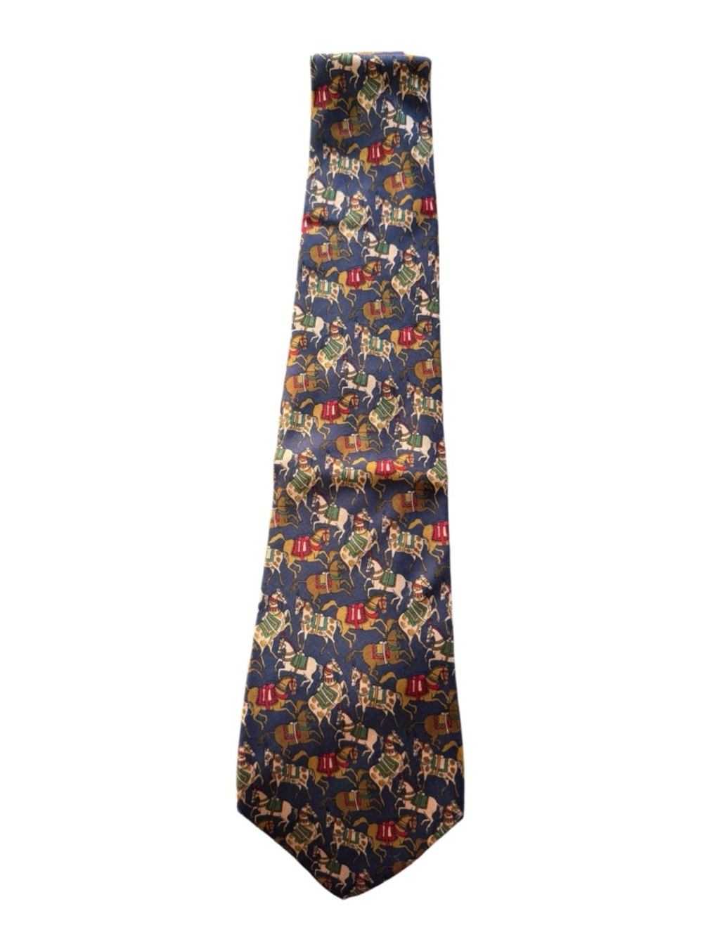 Excellent Condition Men's Navy Salvatore Ferragamo Equestrian Silk Tie w/ COA